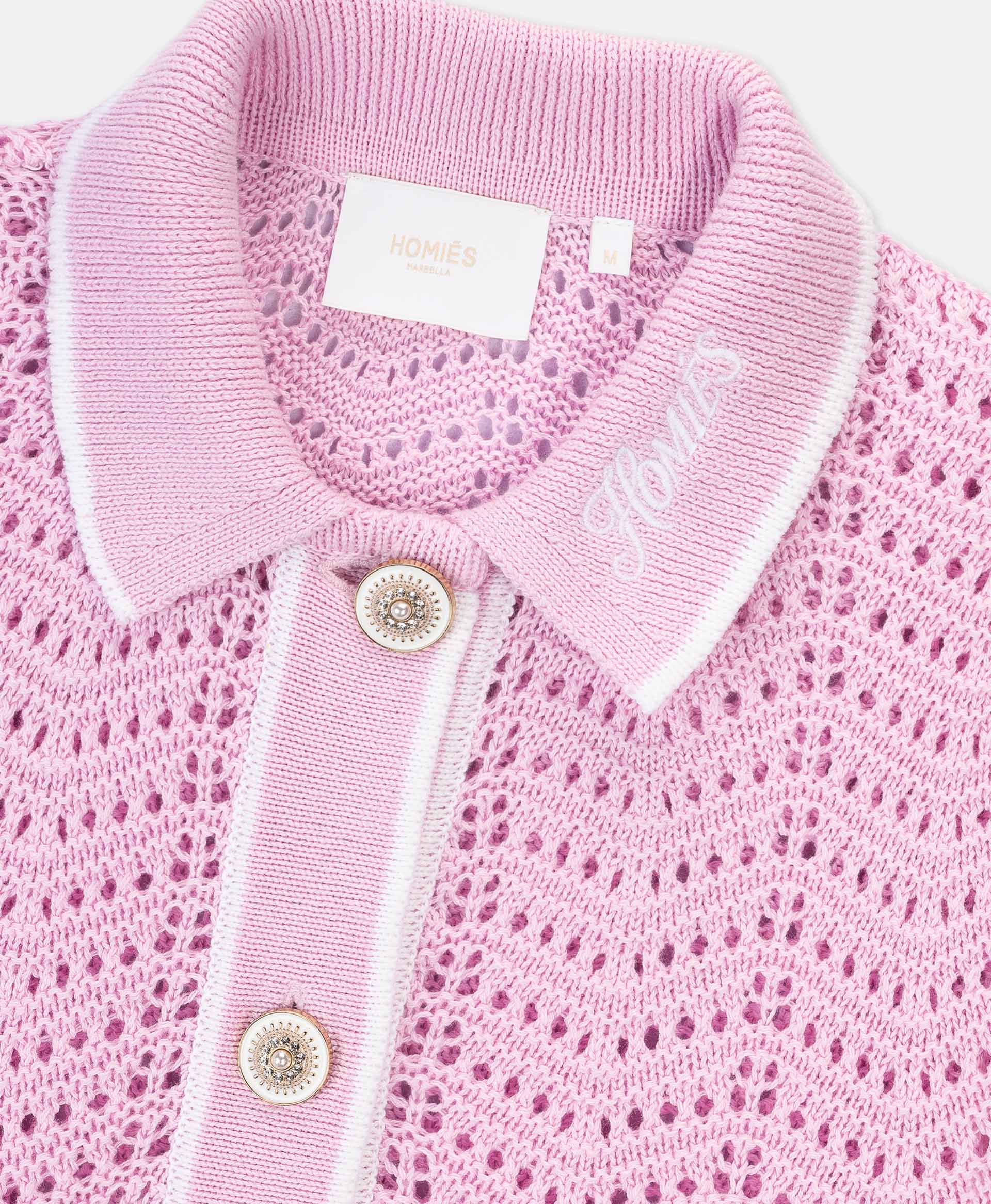 KNIT WOMAN CROP POLO PINK - Image 3