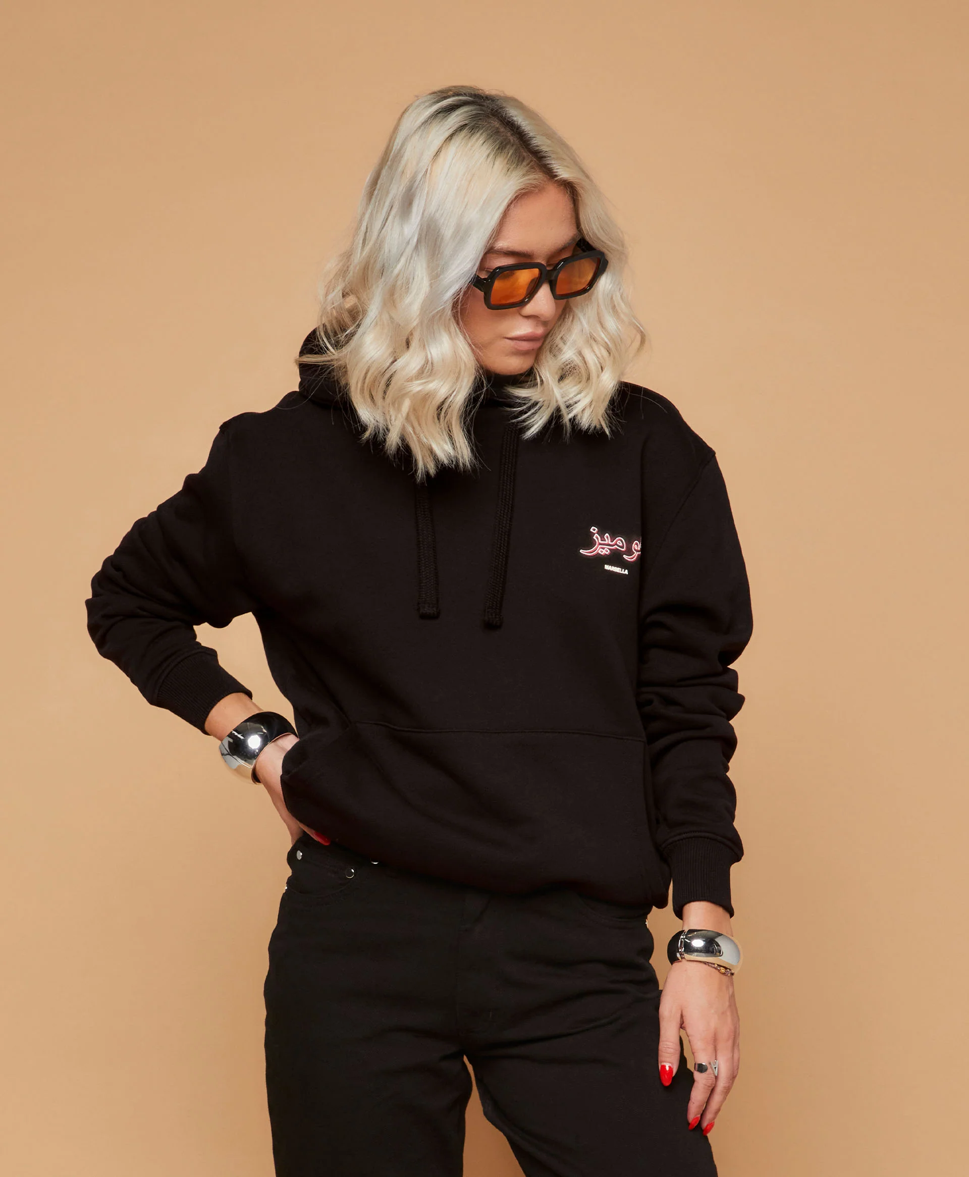NEON TOWERS HOODIE BLACK - Image 3