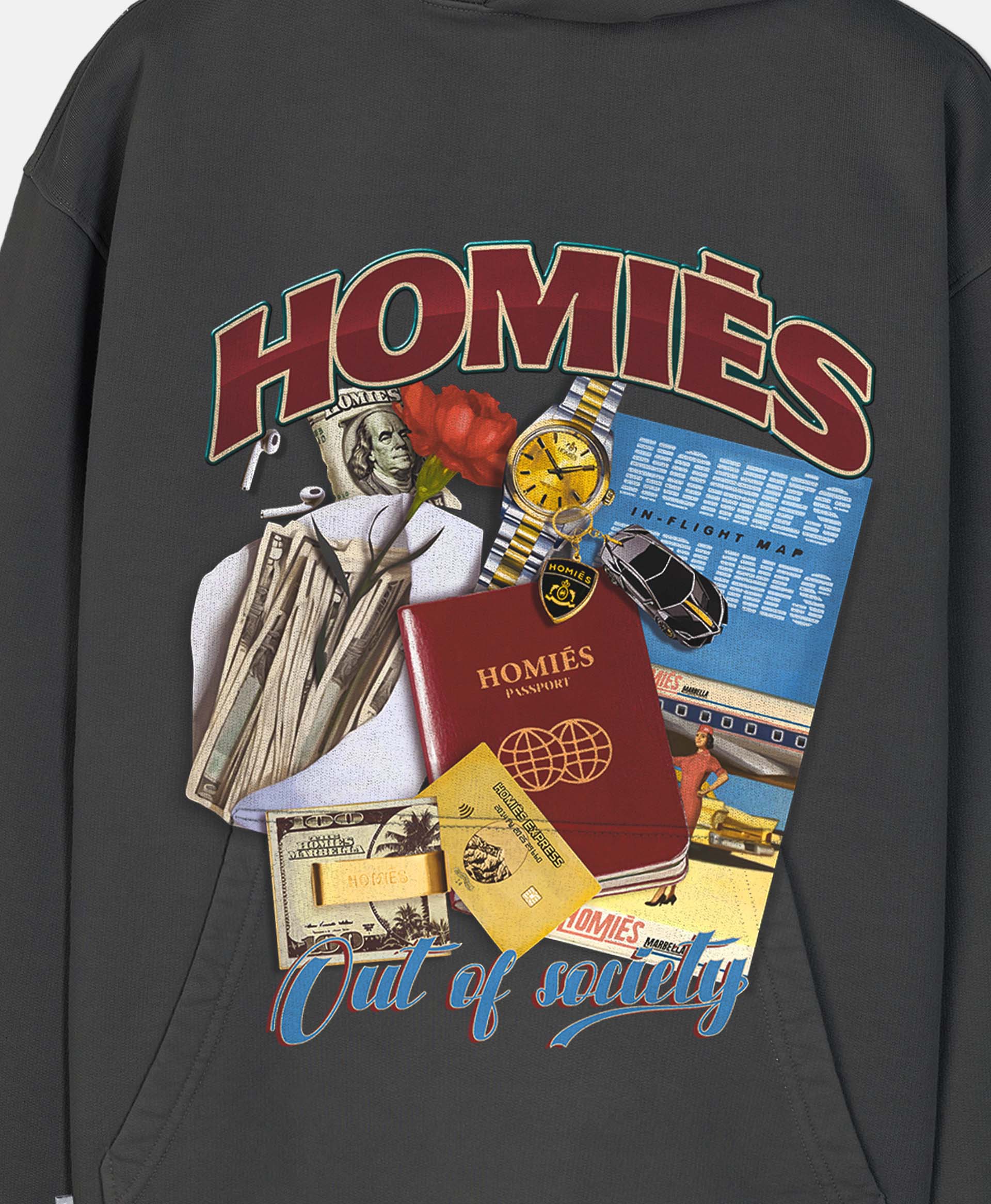 OUT OF SOCIETY HOODIE VINTAGE GREY - Image 4