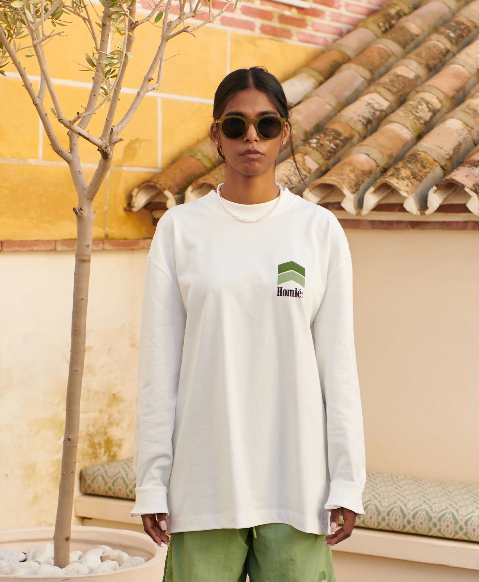 RACING T-SHIRT LONG SLEEVE VINTAGE WHITE KHAKI - Image 3